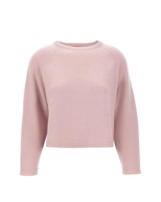 Hemisphere Pink Raglan-Sleeve Cashmere Sweater