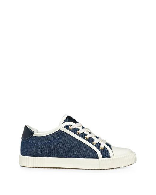 Geox Blue Lace-Up Panelled Sneakers