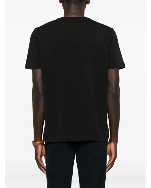 Corneliani Black Embroidered-Detail Crew-Neck T-Shirt for men