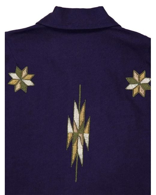 BAZISZT Blue Embroidered Cotton Jacket for men