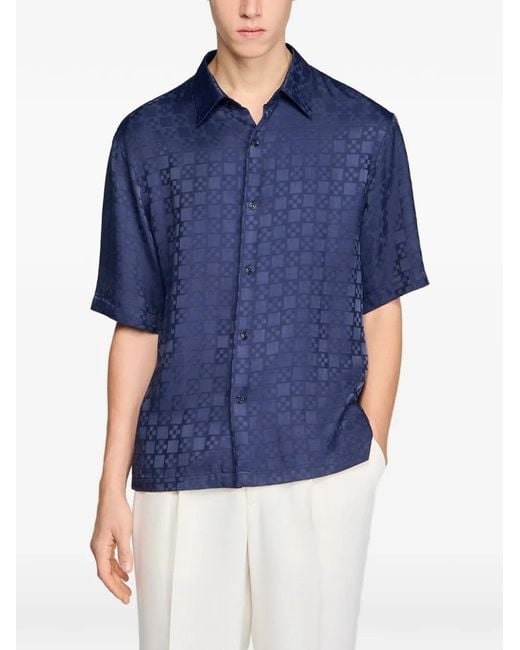 Sandro Blue Check-Pattern Shirt for men