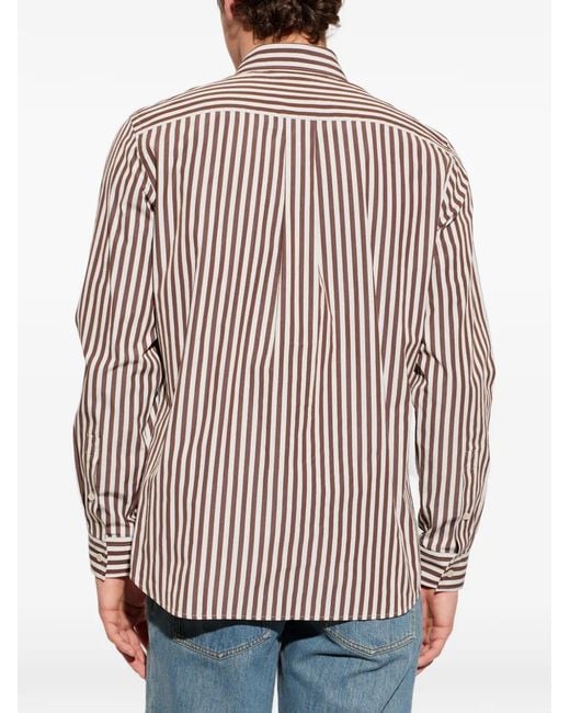 Burberry White Striped Button-Down Cotton Shirt for men