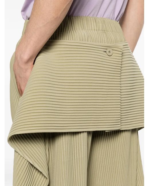 Homme Plissé Issey Miyake White Pleated Layered Trousers for men