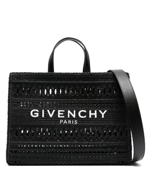 Bolso G-Tote mediano de rafia Givenchy de color Black