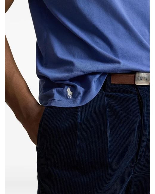 Polo Ralph Lauren Blue Logo-Flocked Crest-Print T-Shirt for men