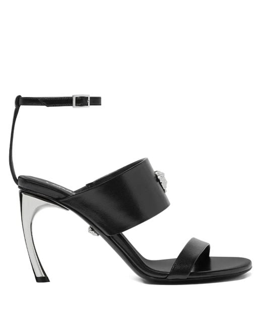 Versace Black Calf Leather Sandals
