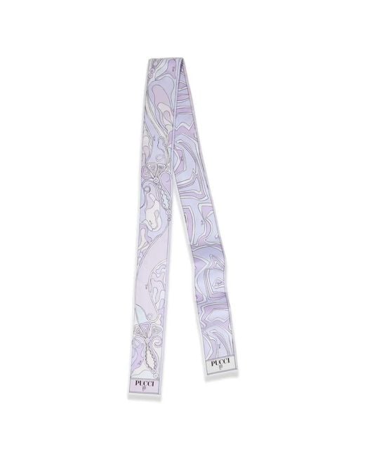 Emilio Pucci White Labirinto Orchidee-Print Silk Scarf