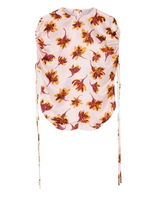 Lee Mathews White Franz Floral-Print Top