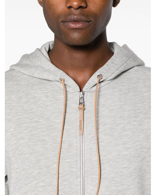 Moncler White Mélange-effect Zip-up Hoodie for men