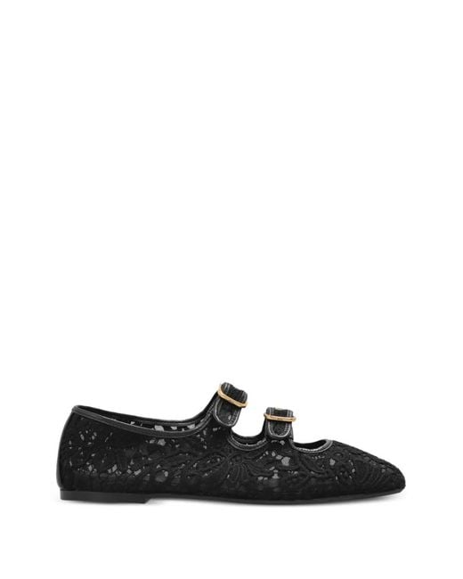 Agl Attilio Giusti Leombruni Black Ceramic Romantic Lace Ballet Flats