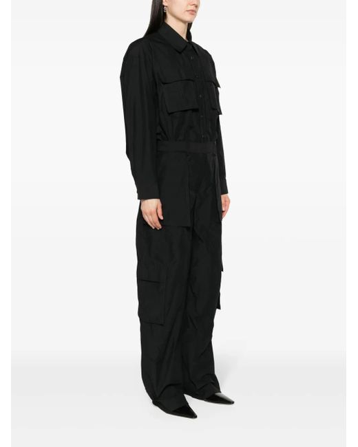 Alexander Wang Black Button-Up Ripstop Cargo Jumpsuit