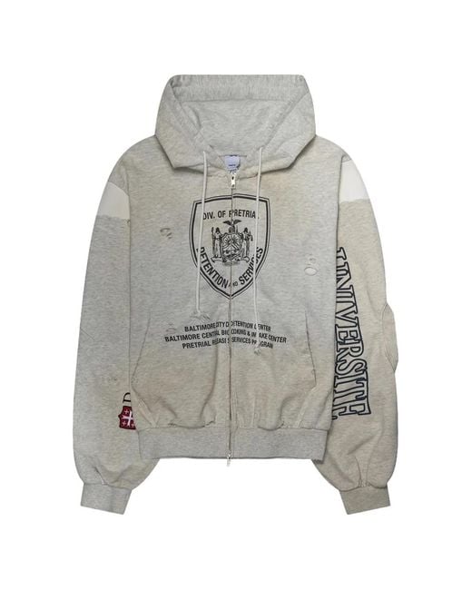 Protocol Index Gray Reconstructed Distressed Hoodie for men