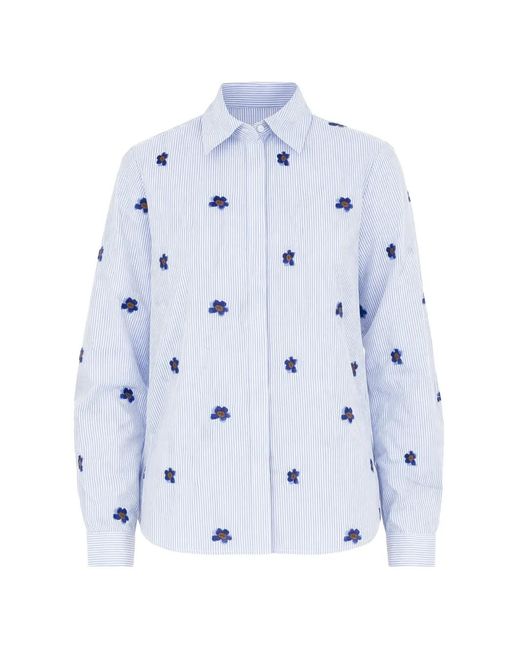 iBlues Blue Iblbroncio Floral Striped Shirt