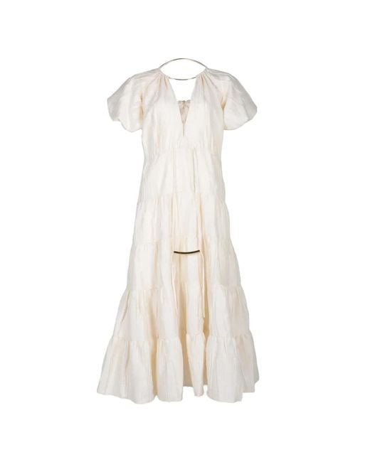 Alexis White Lustre Tiered Midi Dress