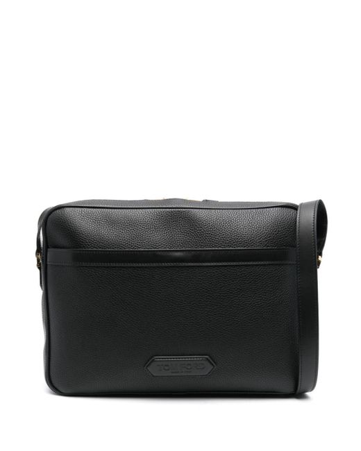 Tom Ford Black Logo-appliqué Leather Briefcase for men