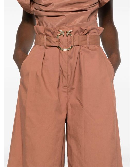 Pinko Brown Wide-leg Cropped Trousers