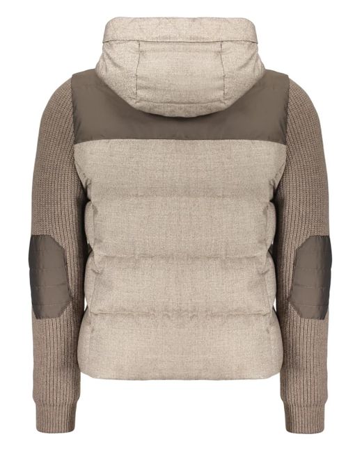 Moorer Brown Hooded-Neck Padded Jacket for men
