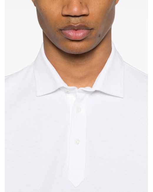 Brunello Cucinelli White Faux-Layered Polo Shirt for men