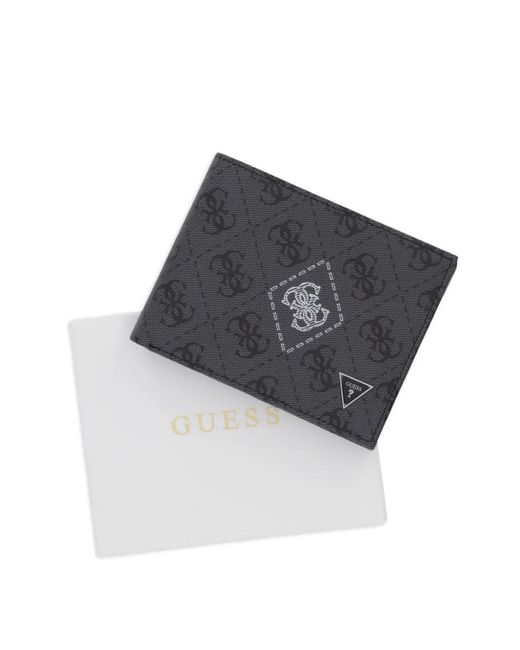 Guess Gray Milano 4G Logo Monogram Patterned Wallet for men