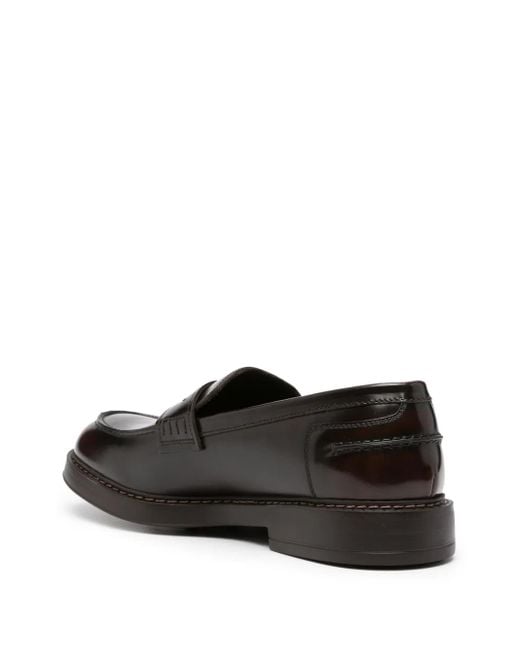 Doucal's Black Round-Toe Leather Loafers for men