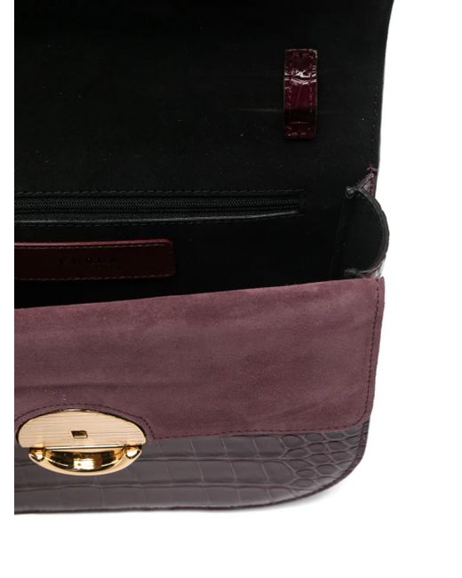 Furla Sfera クロコパターン ショルダーバッグ Purple