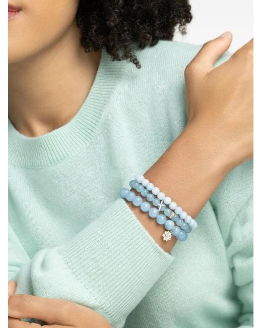 Sydney Evan Blue Aquamarine And Diamond Beaded Bracelet
