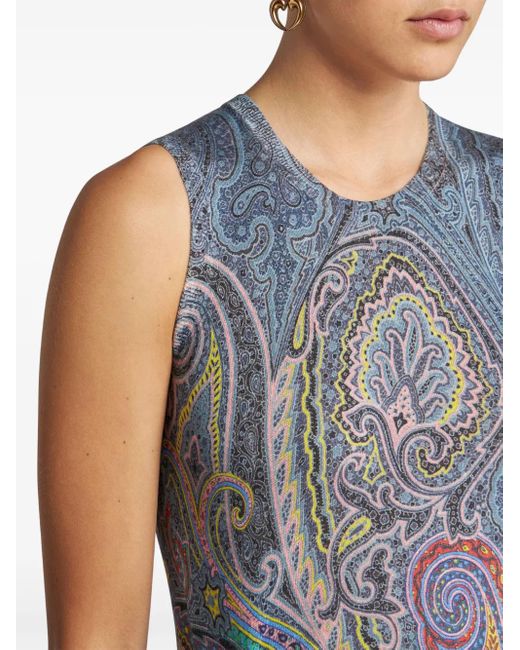 Etro Blue Paisley-Print Top