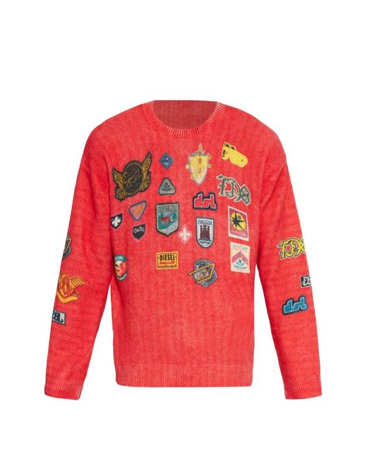 DIESEL Red K-Patcy Patch-Detail Sweater for men