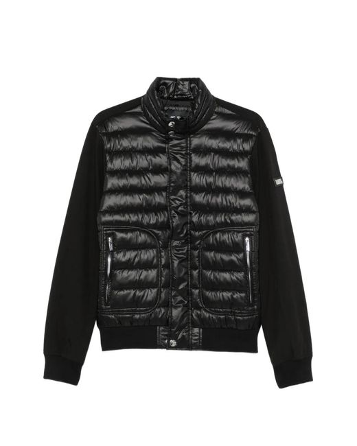 Karl Lagerfeld Black Quilted-Panel Zip-Up Jacket for men