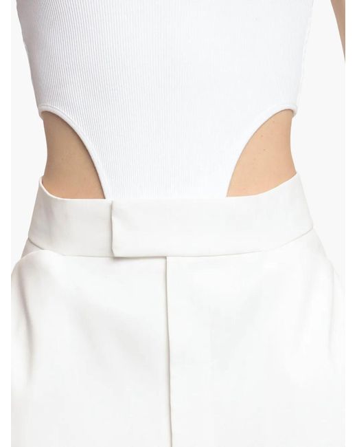 Victoria Beckham White Pleated Trousers
