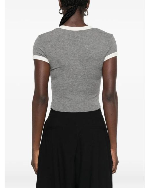 Vivienne Westwood Gray Orb-Embroidered Contrast-Trim T-Shirt