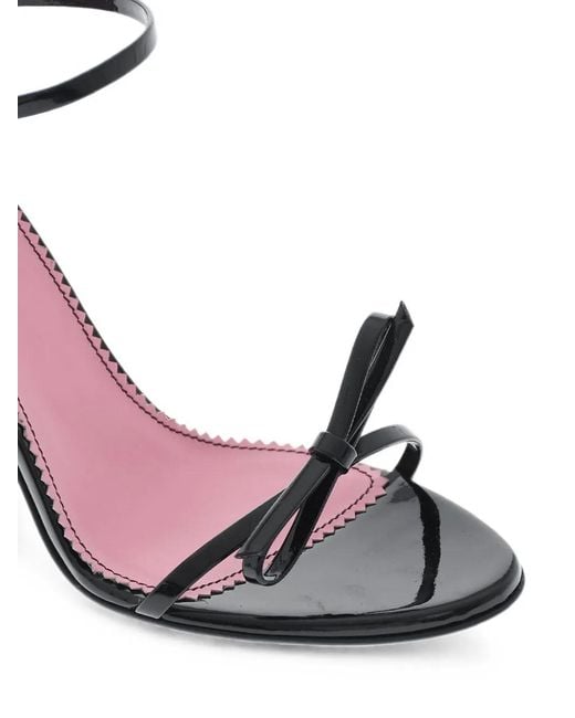 DSquared² White Patent Leather Ankle-Strap Sandals With Bow And Heel