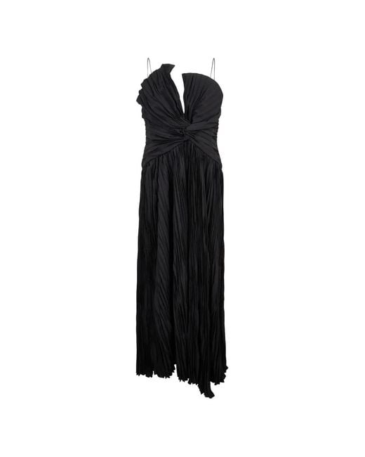Acler Black Broadhay Pleated Knotted Maxi Dress