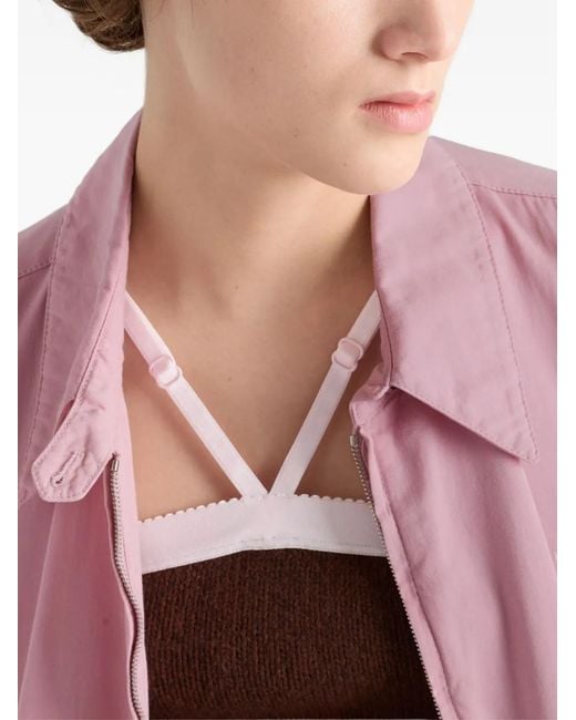 Prada Pink Shirt-Collar Welt-Pocket Jacket
