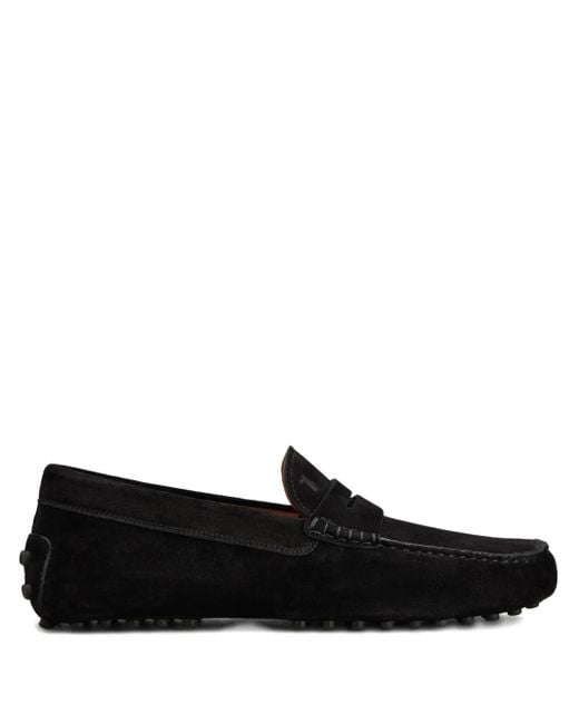 Tod's Black Pebble-detail Suede Loafers for men