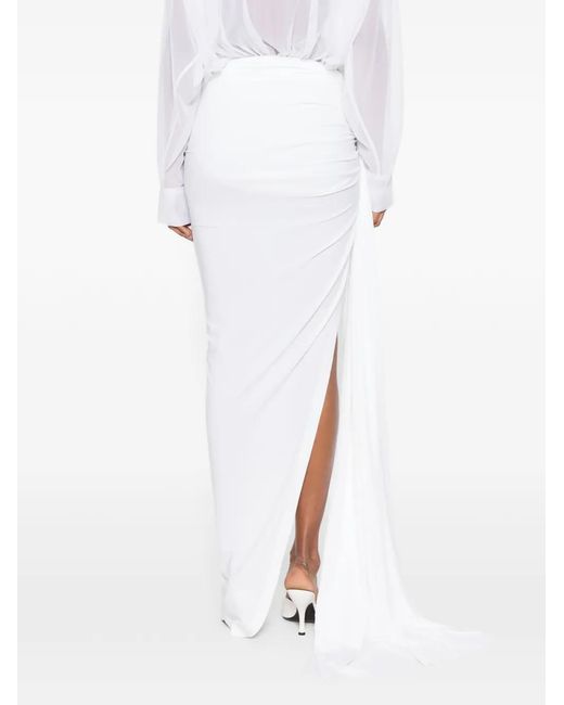 Norma Kamali White Diana Bow-Detail Skirt