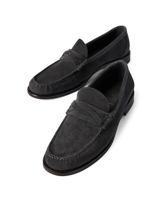 Brunello Cucinelli White Crossover-Strap Suede Loafers for men