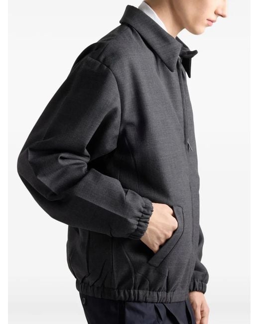 Prada Black Embroidered-Lettering Jacket for men
