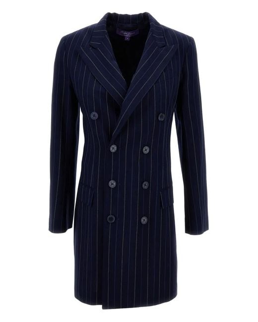 Ralph Lauren Blue Camden Pinstripe Double-Breasted Mini Dress