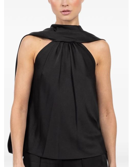 Jonathan Simkhai Black Scarlett Satin Cape Top