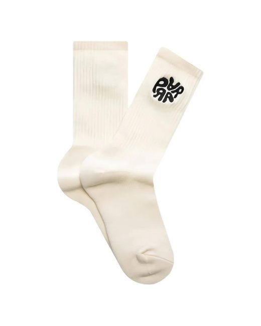 by Parra White Logo-Embroidered Ribbed Socks for men