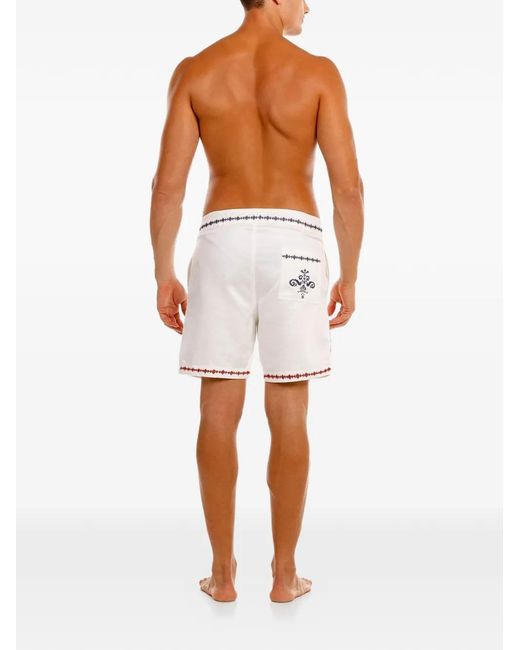 Agua Bendita White Miloh Embroidery Elastic Shorts for men