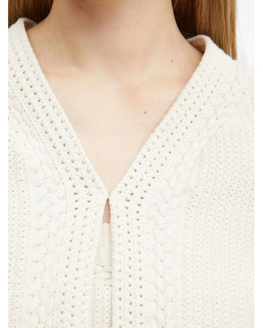 Guess White Cable-Knit Cropped Cardigan