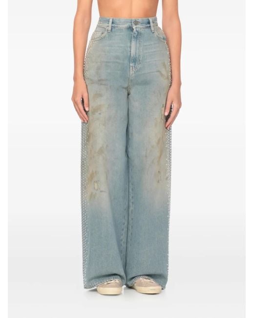 Golden Goose Deluxe Brand Blue Side-Stud Embellished Jeans
