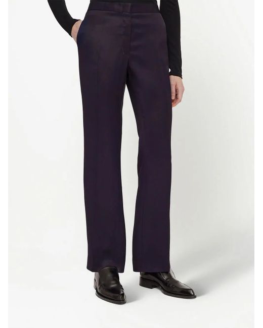 Jil Sander Blue Pressed-Crease High-Waisted Trousers