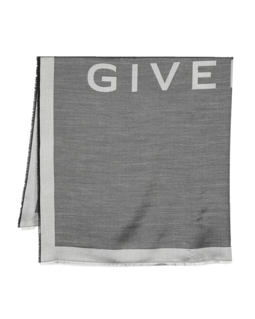 Givenchy Gray Logo-jacquard Silk-wool Scarf