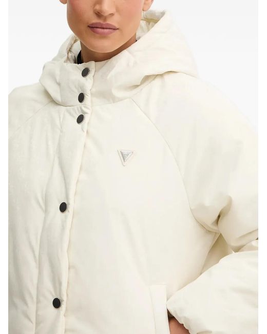 Guess White Hooded Quilted Jacket