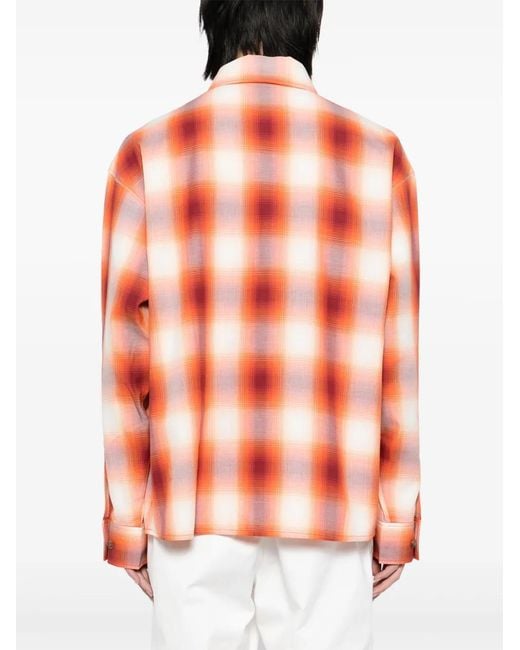 Maison Kitsuné Orange Chemise À Carreaux for men