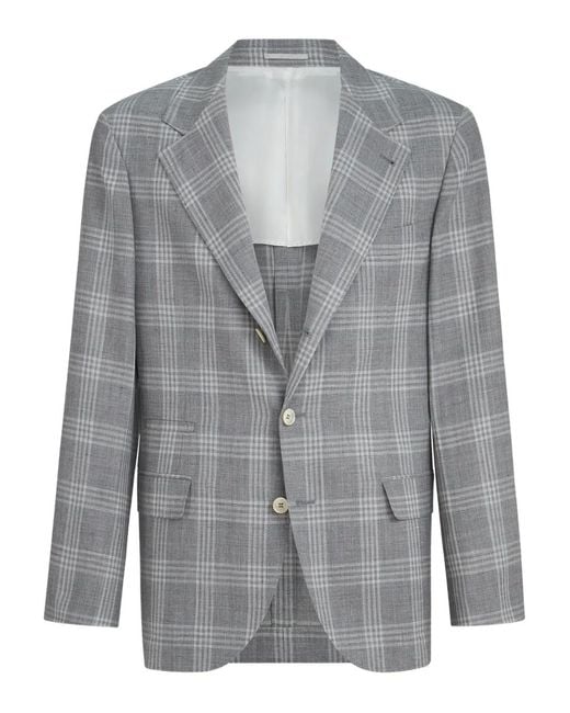 Brunello Cucinelli Gray Notched-Lapel Blazer for men