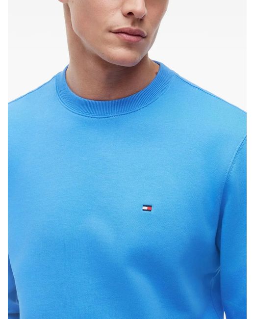 Tommy Hilfiger Blue Logo-Embroidered Crew-Neck Sweater for men